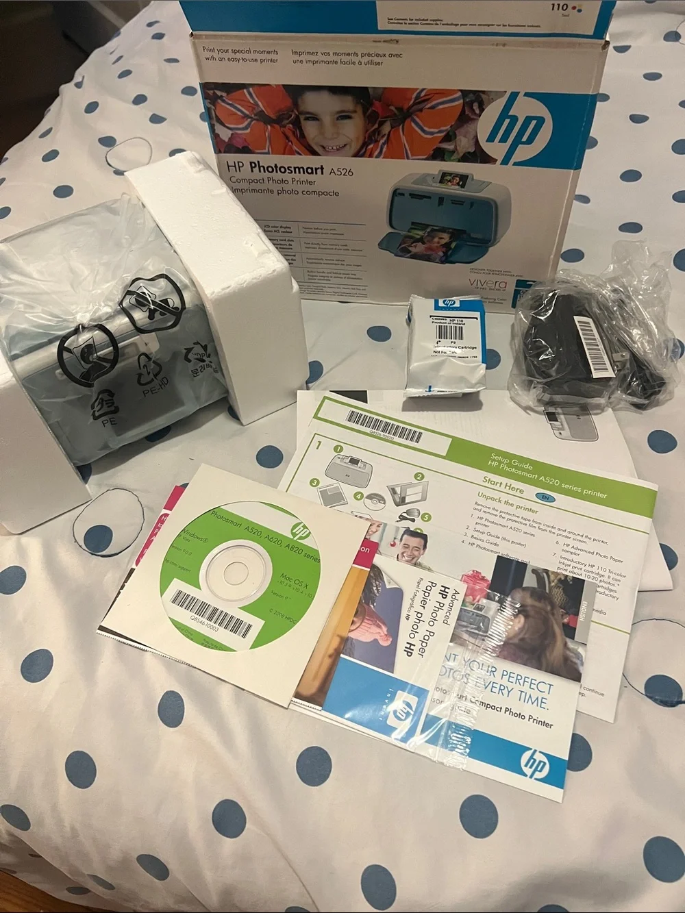 HP Photosmart A526 Compact Photo Printer - Teal and White